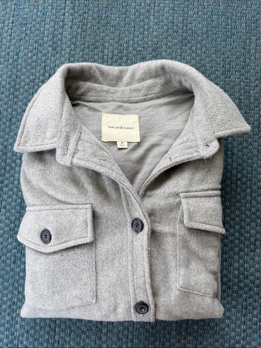 Women's Gray Button-Front Shacket - Picture 3 of 3